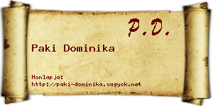 Paki Dominika névjegykártya